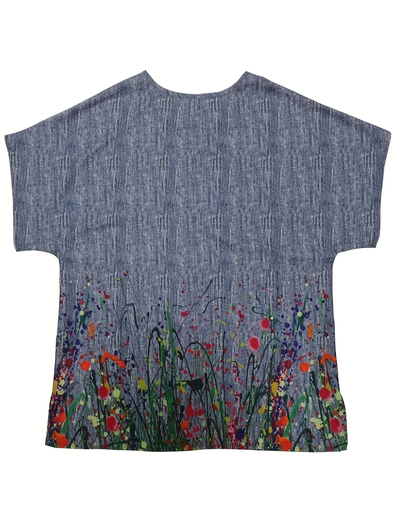 Casual T shirt Women's Plus Border Floral Print Short Sleeve