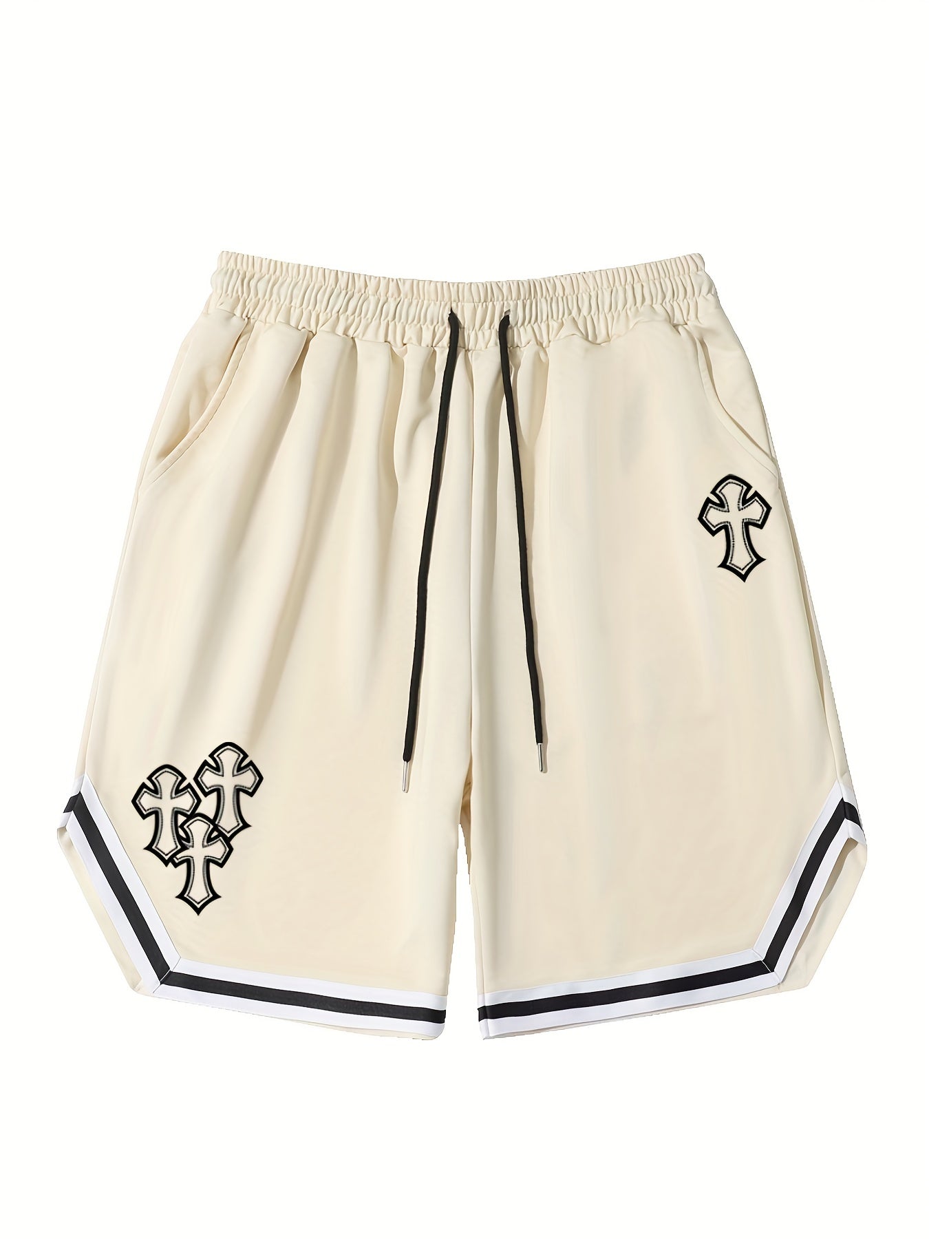 Men's Cross Graphic Drawstring Stretchy Shorts