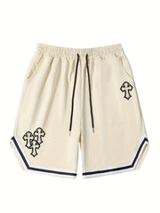 Men's Cross Graphic Drawstring Stretchy Shorts