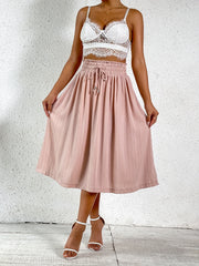 Drawstring Ruched Skirts Pleated Midi Skirts