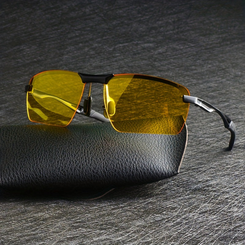 Night Driving Glasses For Men Anti Glare Polarized Metal Frame Sunglasses