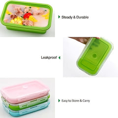 Leakproof Square Foldable Bento Box Set with Belt Clip Cover