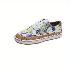 Women's Side Zipper Flat Shoes Lightweight Lace Up Outdoor Shoes