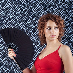 Vintage Nylon Cloth Folding Hand Fan for Men and Women