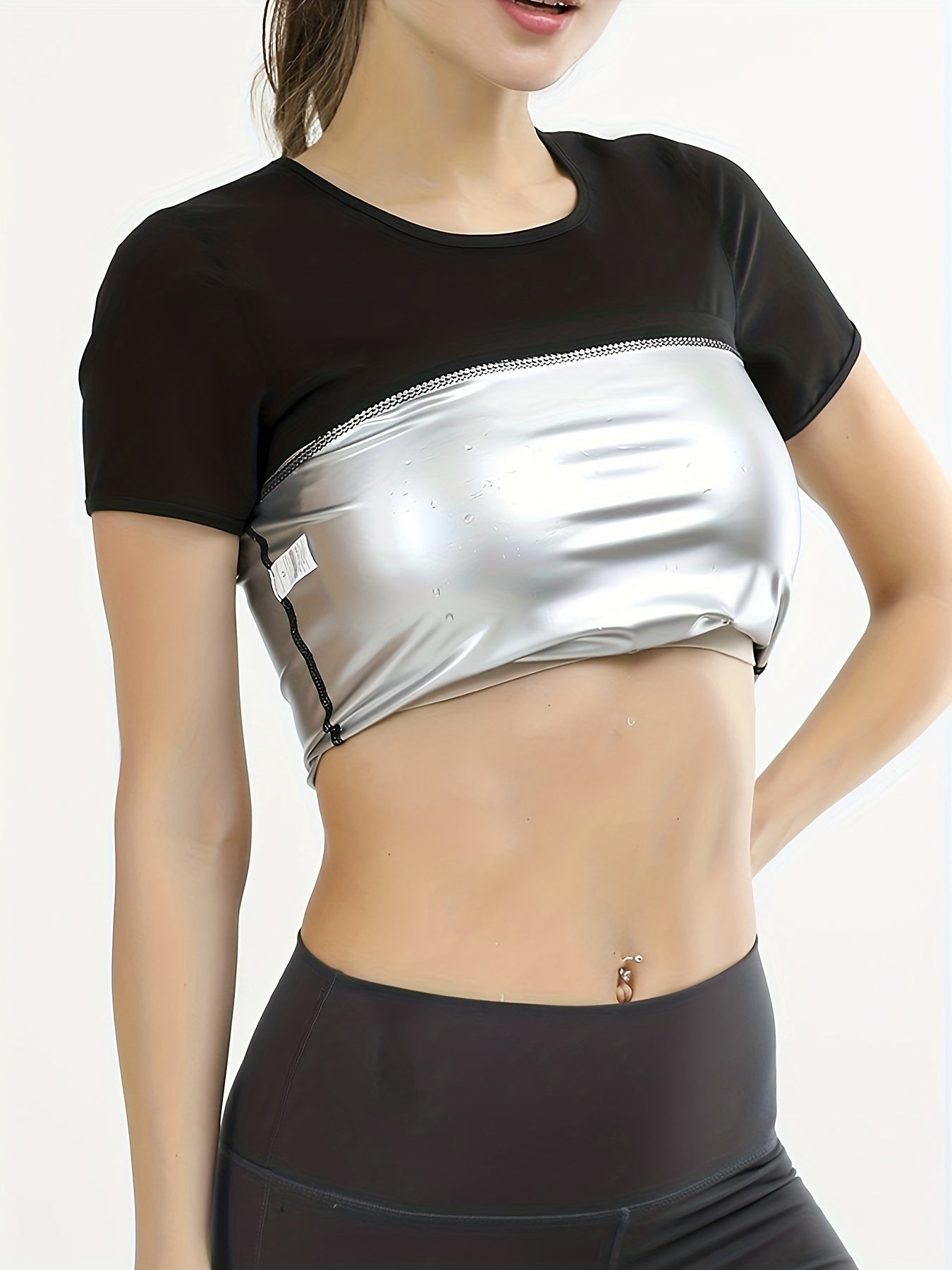 Slimming Sweat Top Short Sleeve Crew Neck Women's Shapewear