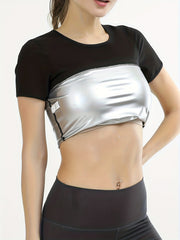 Slimming Sweat Top Short Sleeve Crew Neck Women's Shapewear