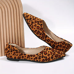 Leopard Print Flat Shoes Pointed Toe Slip On Ballet Flats