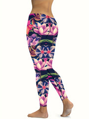 Flower Print Yoga Leggings for Women Slimming Fitness Workout Sports Tights