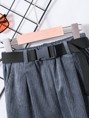 Boys Corduroy Long Pants with Belt for Spring and Autumn