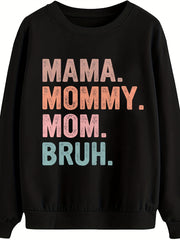 Colorful Letter Print Pullover Sweatshirt Crew Neck Fall Winter Women's Clothing