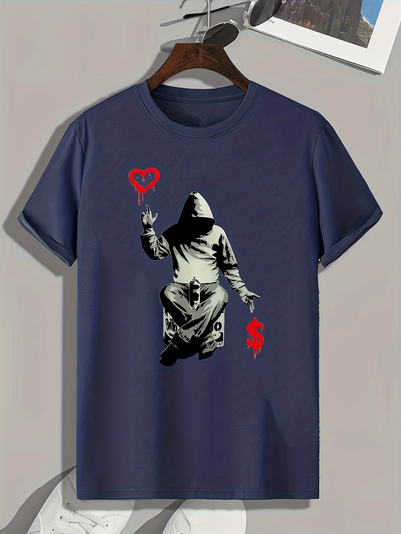 Mysterious Person Print Men's Graphic T shirt Casual Comfy Tees For Summer