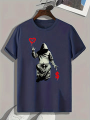 Mysterious Person Print Men's Graphic T shirt Casual Comfy Tees For Summer