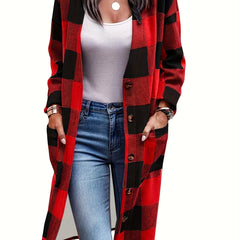 Gingham Print Long Sleeve Cardigan