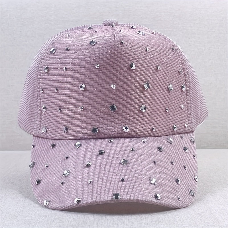 Rhinestone Glitter Trucker Hat Pink Mesh Baseball Cap Lightweight Sunshade