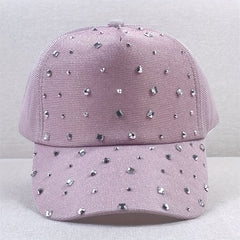 Rhinestone Glitter Trucker Hat Pink Mesh Baseball Cap Lightweight Sunshade