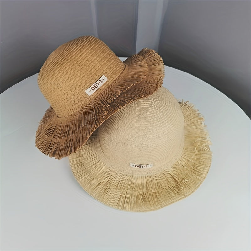 Stylish Sun Hat Double Layer Tassel Vintage Straw Hat