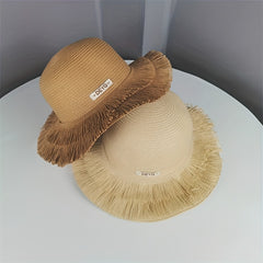 Stylish Sun Hat Double Layer Tassel Vintage Straw Hat