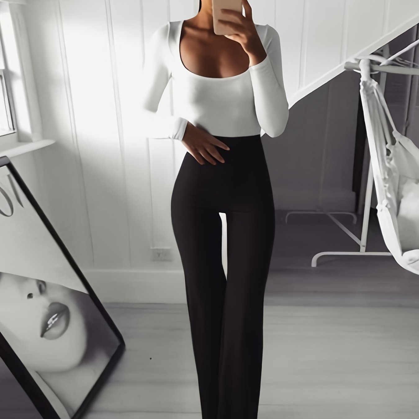 High Waist Yoga Long Pants Slim Flared Legs Activewear