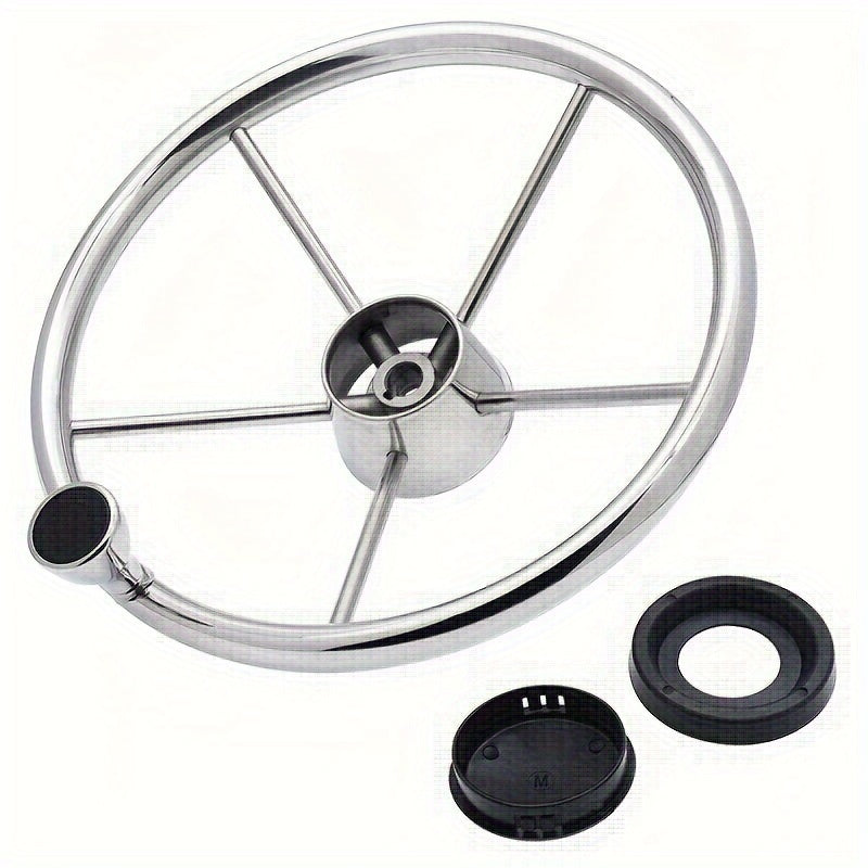 Stainless Steel Boat Steering Wheel 13 1/2in with Knob Grip