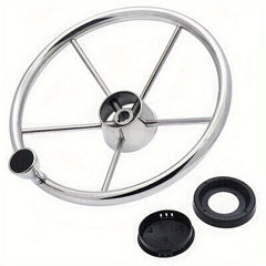 Stainless Steel Boat Steering Wheel 13 1/2in with Knob Grip
