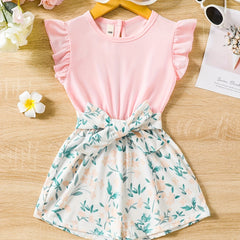 Toddler Girls Ruffle Trim Rompers Jumpsuits For Beach Vacation