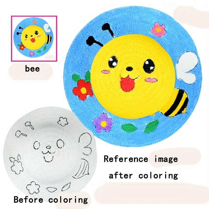 DIY Graffiti Straw Hat Wide Brim Sun Hat Lightweight Beach Art Painting Hat