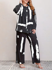 Graphic Print Long Sleeve Shirt & Pants Set