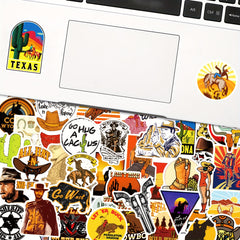 50pcs Western Cowboy Stickers For Luggage Phone Case Boys Girls Reward Stickers