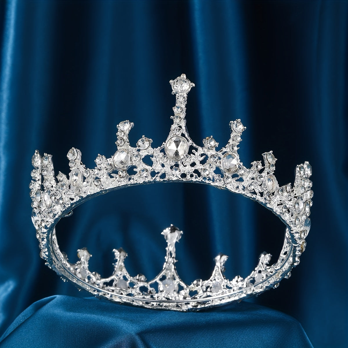 Vintage Court Style Crystal Crown Tiara Bridal Headband