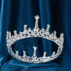 Vintage Court Style Crystal Crown Tiara Bridal Headband