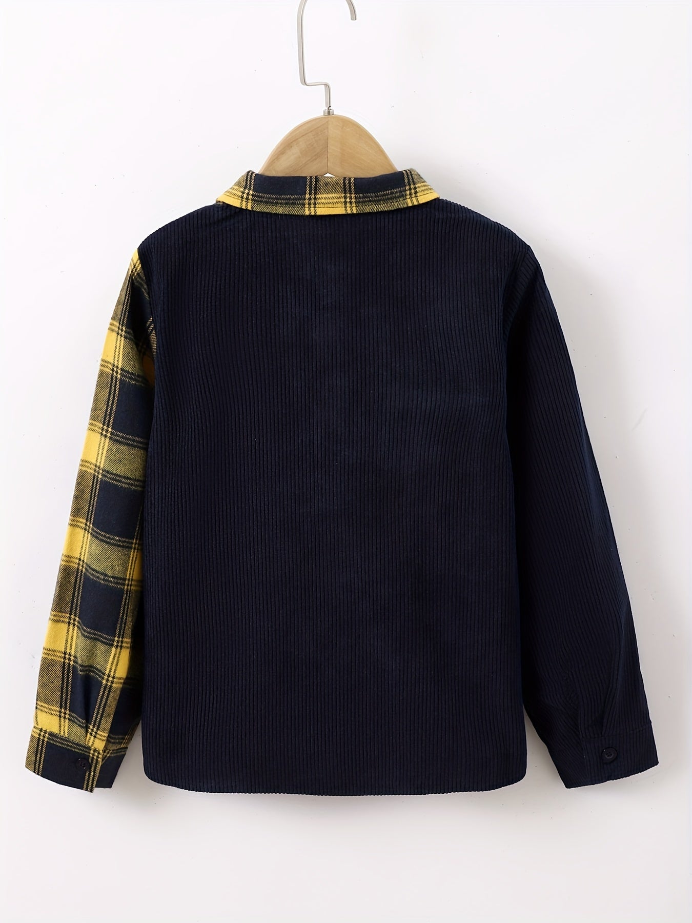 Boys Plaid Collar Shirt Long Sleeve Tops For Kids