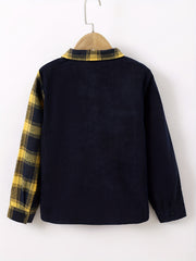 Boys Plaid Collar Shirt Long Sleeve Tops For Kids
