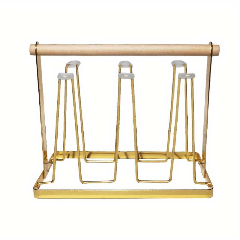 Cup Drain Rack with 6 Hooks - Coffee Mug and Tea Cup Storage
