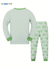 Truck Print 2pc Pajama Set Long Sleeve Top & Pants