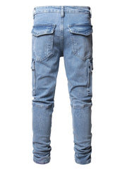 Boys Grey Stretch Jeans Skinny Slim Fit Cargo Pants