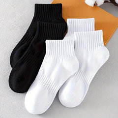 5 Pairs Teenage Cotton Blend Mid-Calf Crew Socks