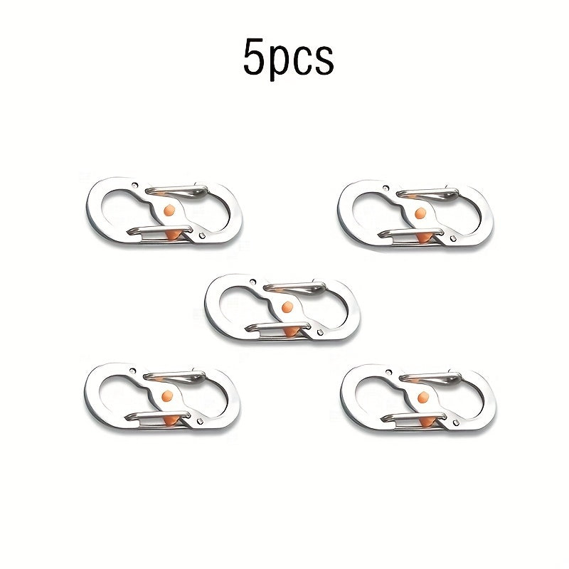 5pcs S Type Carabiner Mini Metal Keychain Buckle Lock for Outdoor Travel