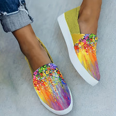 Women's Colorful Sequin Flat Shoes Lightweight Comfortable Skate Shoes