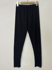 Scallop Trim Skinny Leggings Women's Clothing