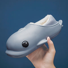 Men's Cartoon Dolphin Warm Cozy Slippers Waterproof House Shoes