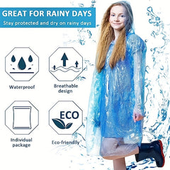 Disposable Clear Rain Ponchos with Hood for Outdoor Camping Hiking
