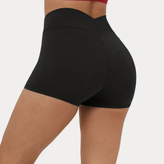 Cross Waist Stretch Biker Shorts