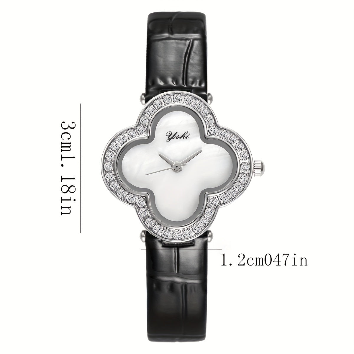Four Leaf Clover Watch Rhinestone Studded Quartz Wristwatch