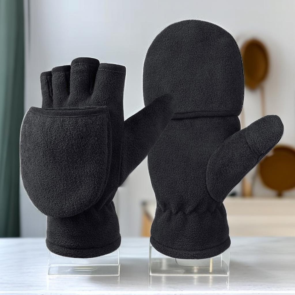 Polar Fleece Half Finger Gloves for Outdoor Activities