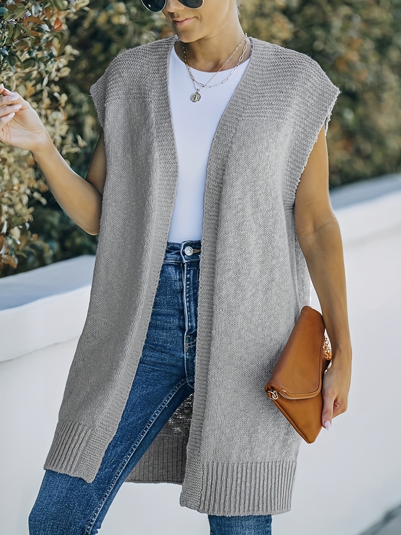 Open Front Cardigan Stretch Vest