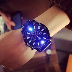 LED Glow Men's Watch Large Dial Pointer Wristwatch
