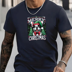 Men's Dog & Christmas Tree Pattern Shirt Casual Top