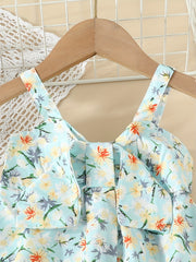 Toddler Girls Flowers Graphic Bow Cami Princess Dress
