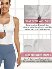 Women's Front Zip Longline Sports Bra for Running Yoga Workouts