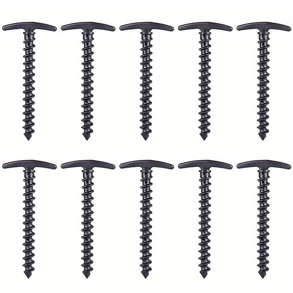 10pcs Durable Screw Anchor Tent Pegs - Rust Resistant Ground Nails